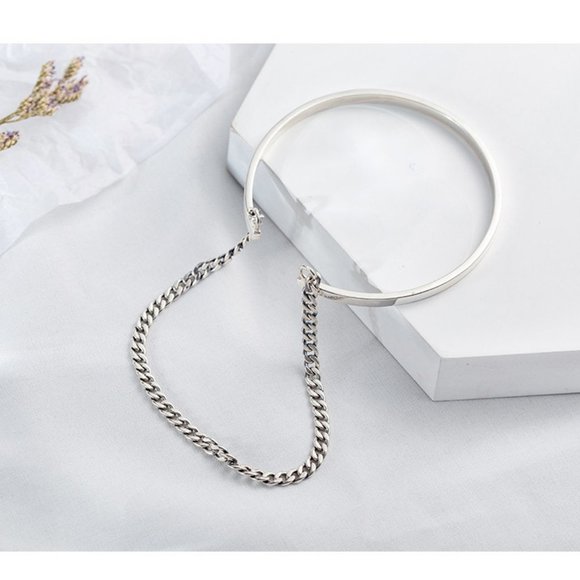 *NEW 925 Sterling Silver Layered Chain Cuff - Picture 4 of 10